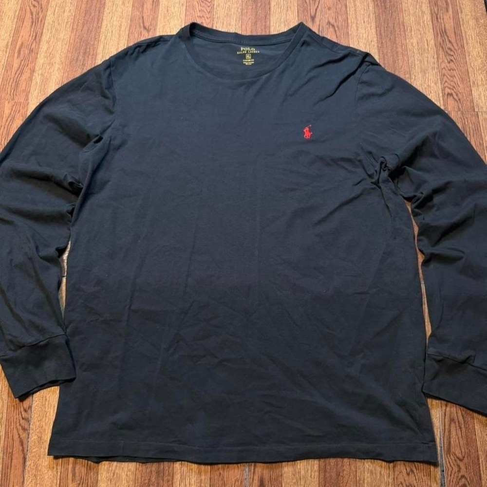 Polo Ralph Lauren Black Essential Pony Sleeve Shirt Fits Large